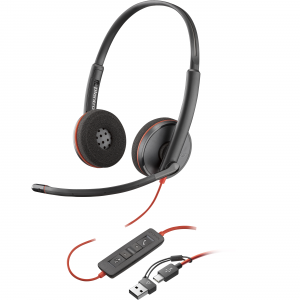 Poly Blackwire 3220 Stereo USB-C Black Headset +USB-C/A Adapter (Bulk) (209745-1...